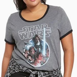 Torrid Ringer T-Shirt Star Wars Plus Size 2X Gray